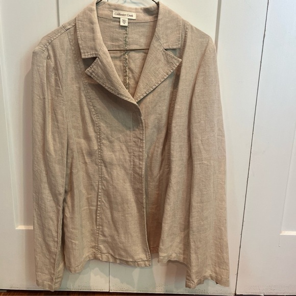Coldwater Creek size 10 100% Linen Neutral Coastal Lightweight Blazer - Picture 1 of 11